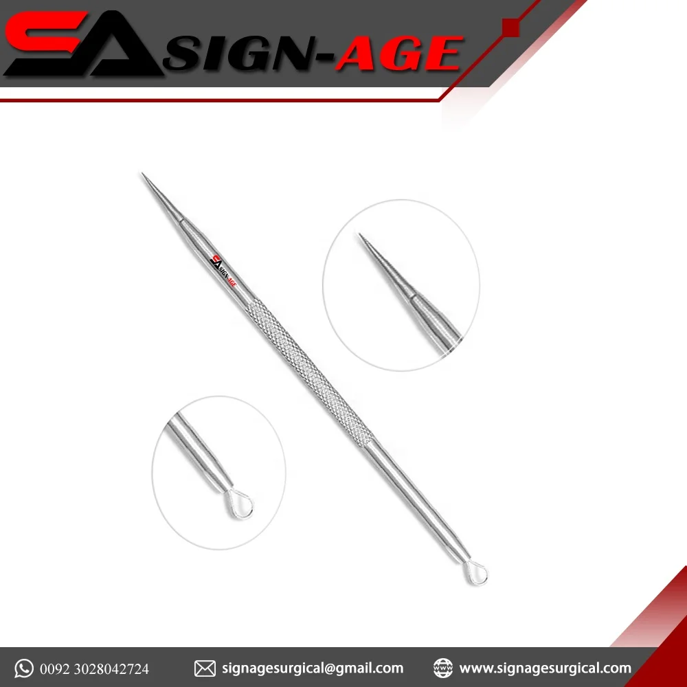 Professional Stainless Steel 2 In1 Blackhead Needle/Loop Blackhead Acne Extractor With Private Label
