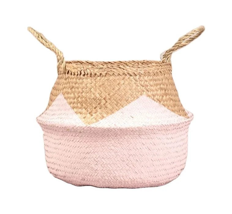 Cute pink solid color handmade collapsible laundry basket with handles foldable laundry basket