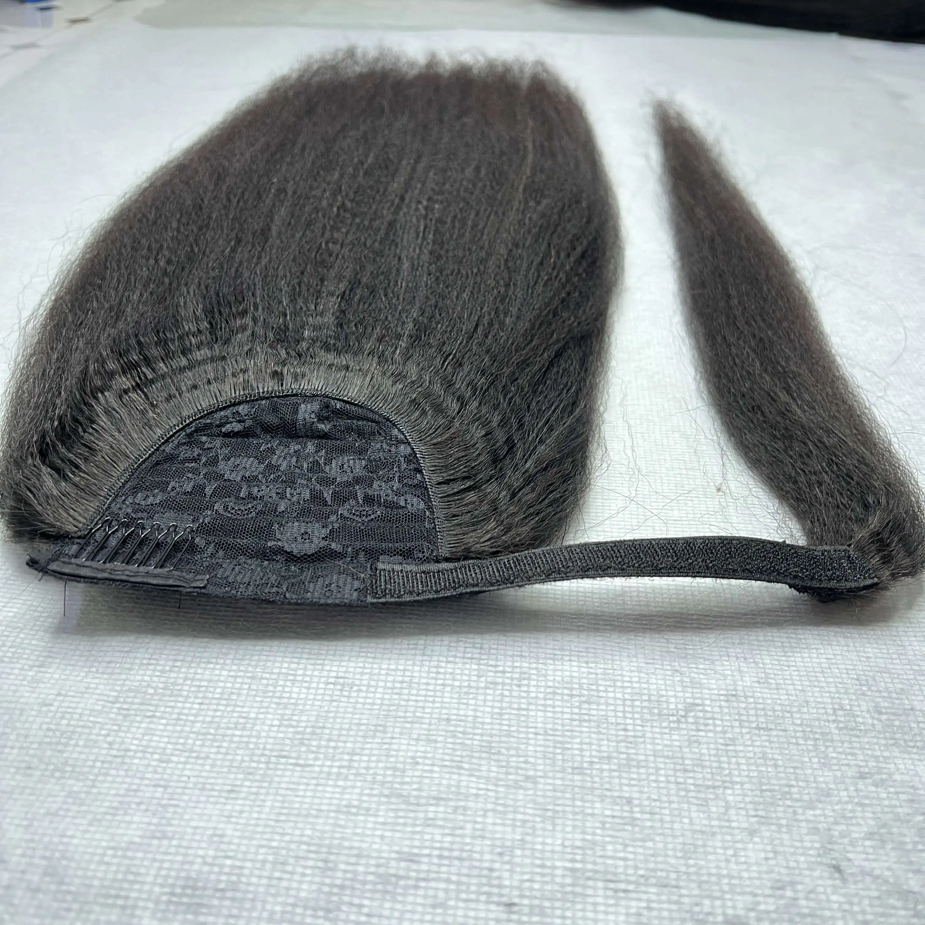 Brazilian Kinky Straight Human Hair Virgin Kinky Straight Hair Pony Tails 100% Unprocessed Yaki Straight Human Hair Extensions