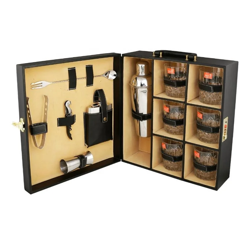 king international Leather Portable Bar Set| Portable Bar Set  Bar Tool  Set |latest  design  bar set with  bar  box  latest