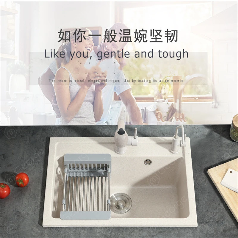 Factory wholesale quartz stone single bowl kitchen sink vegetable basin SYS3