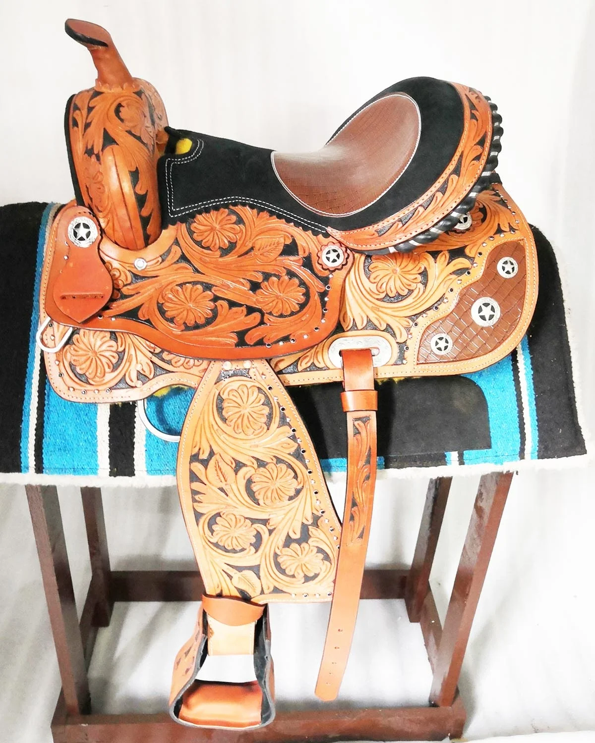 Best Selling American Leather Western Trail Barrel Saddle Western English Horse Saddle  Harness Equestrian
