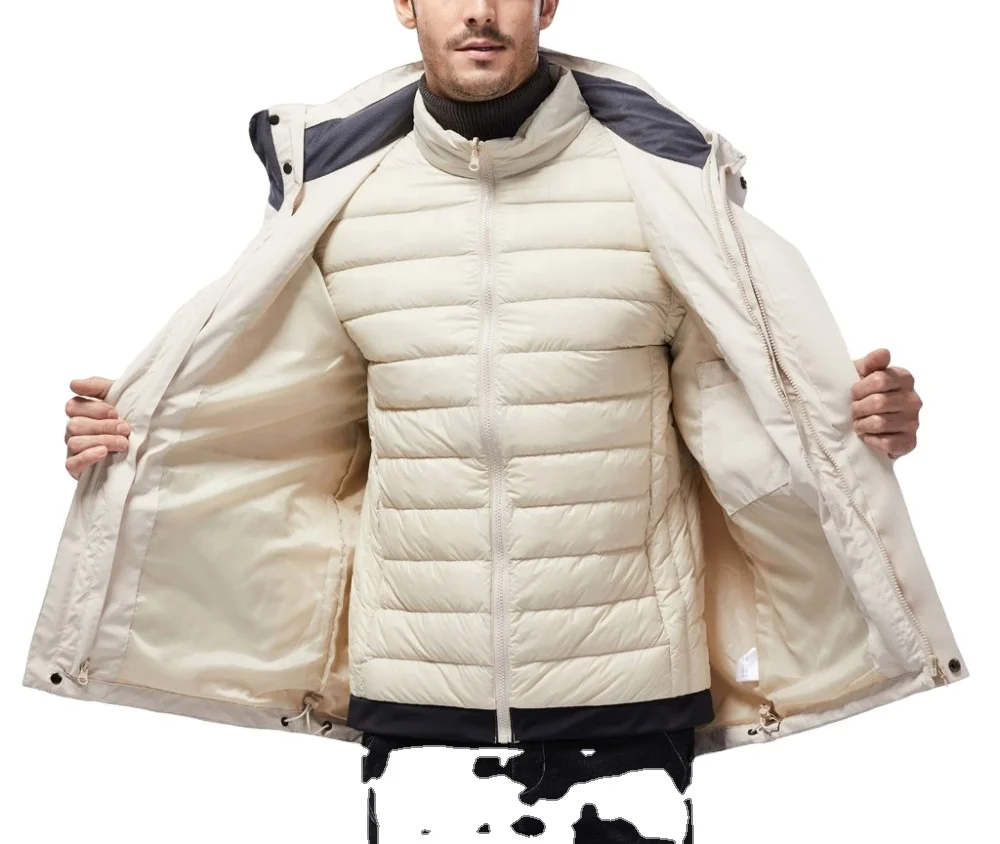 Теплая зимняя куртка 3 в 1 пуховик со съемной подкладкой мужское пуховое пальто 2022/2023