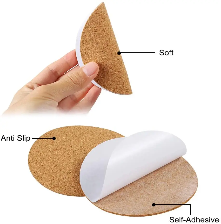 Custom Unfinished Wood Circle Pieces Cutout and Round Self-Adhesive Corks for Wooden Coasters DIY Crafts and Home Decoration