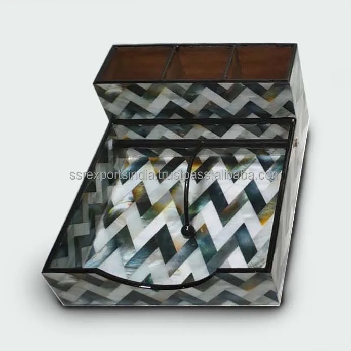 Metal Wood Desk Organizer Compartments Office Desktop Accessories-Mesh Pen Holder Mobile Holder Top Table Items Office Suppliers