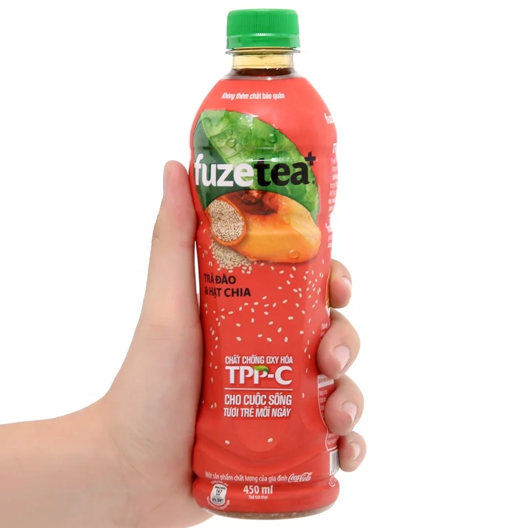 FUZETEA PEACH TEA AND CHIA SEEDS BOTTLE 450ML/FUZETEA PEACH FLAVOR TEA DRINKS/VIETNAM TEA DRINKS WHOLESALE