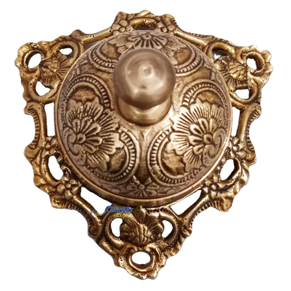 Настольный Латунный Колокольчик декоративный для офиса гостиницы сборный однотонный с цветочным узором дизайнерский