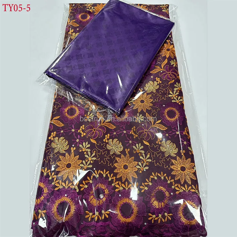 TY05   new bazin rich Swiss Voile Lace In Switzerland And Bazin Riche Fabrics New Guinea Senegal African Wedding Bazin