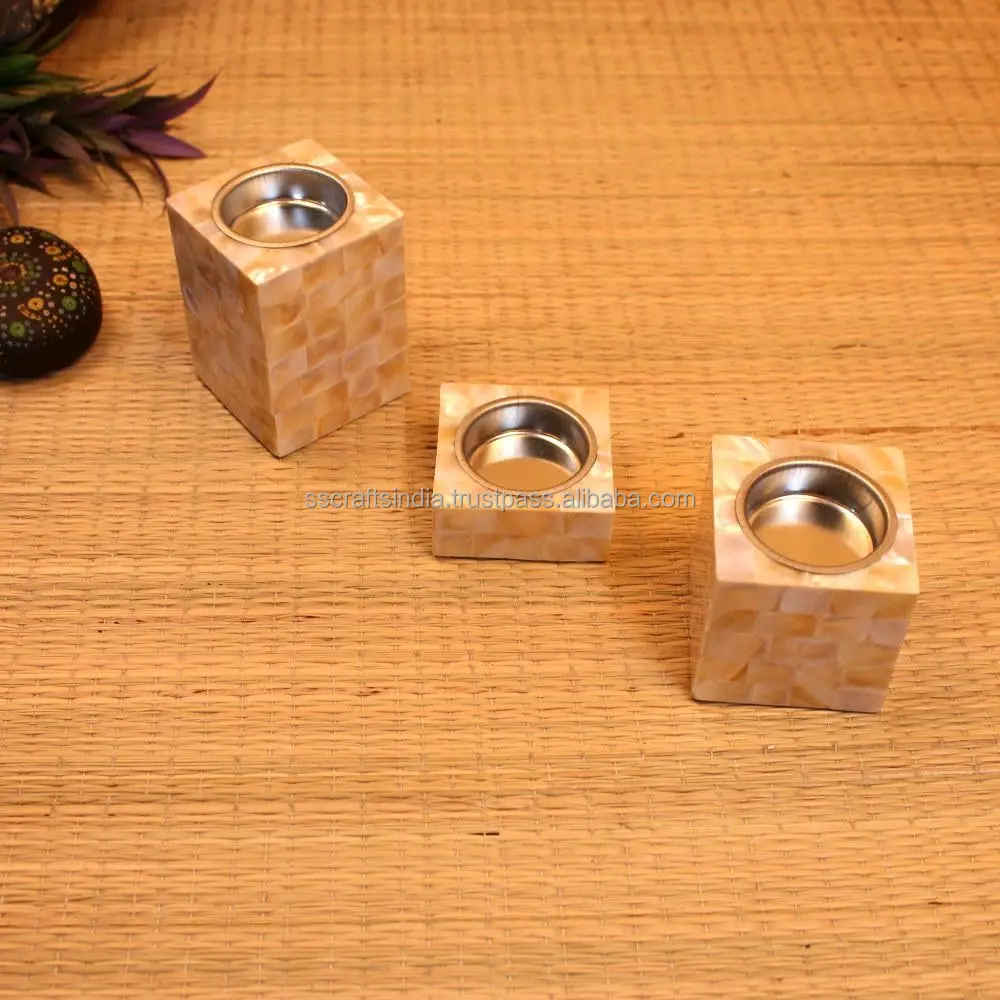 High Quality Handmade Mother of Pearl Candle Holder Indian Manufacturer Tea Light Decoration for Export