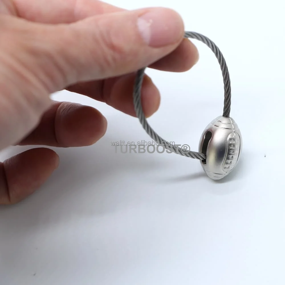 Sports Souvenirs Wire Rope Keychain American Football Keyring Tennis Basketball Golf Key Chain