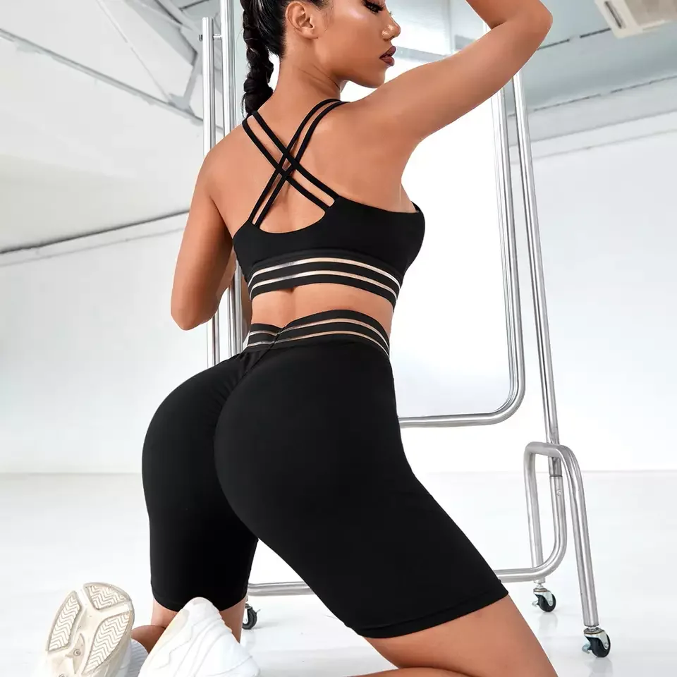 wholesale modest training exercise private label gym sport custom logo black color yoga set running womens workout clothes