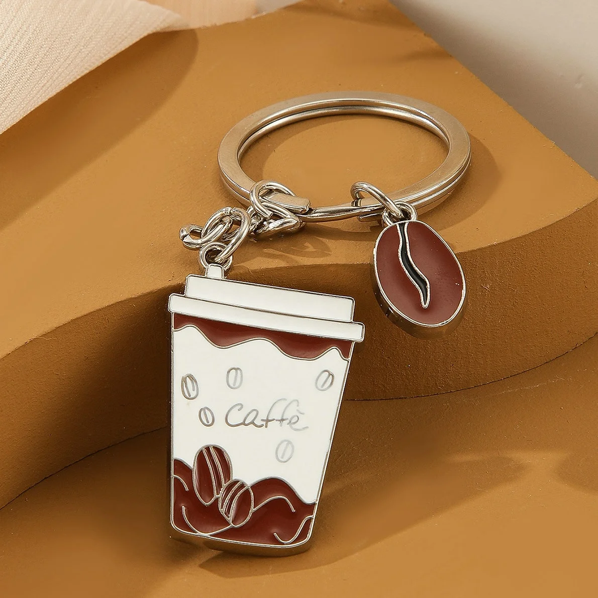 Fashion Custom Coffee Metal  Enamel  Mini Coffee bean mug  Cup Keychain