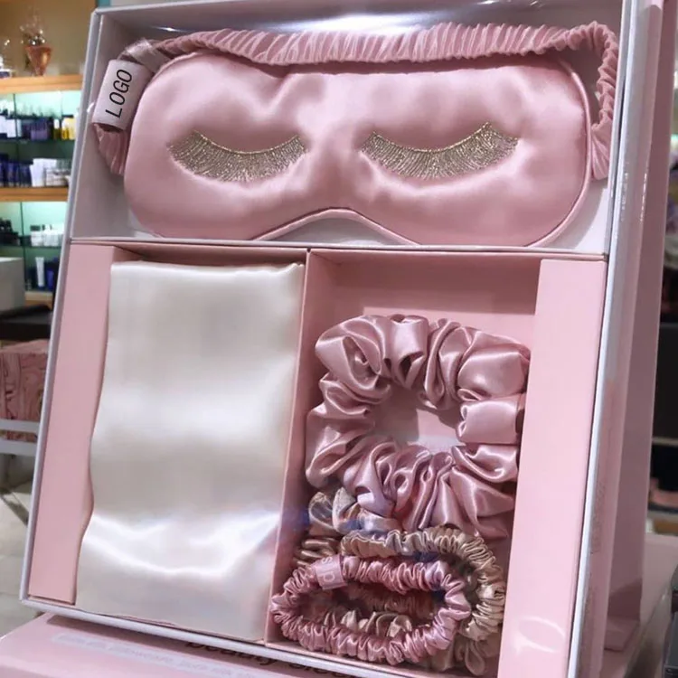 New Fashion Luxury 19MM  100% Pure Mulberry Silk Eye Mask And Scrunchie Silk Pillow Case