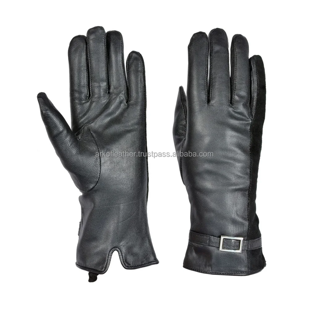 High Quality Genuine Goat Skin Leather Glove Black Color Car Driving Leather Gloves With Custom Logo And Design