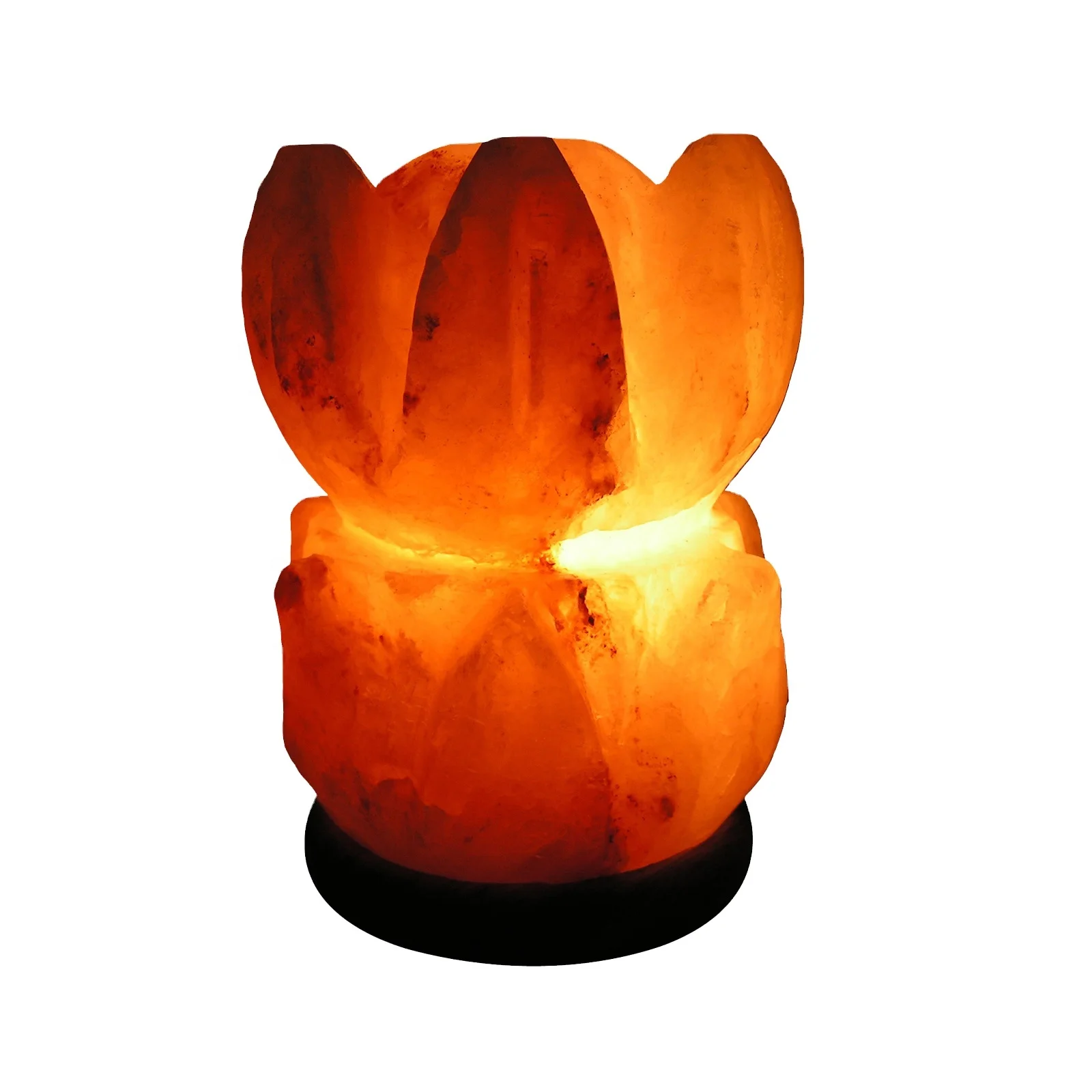 Himalayan pink natural crystal Lotus Flower shape salt lamp with power cord ISO 9001 Certified origin pakistan