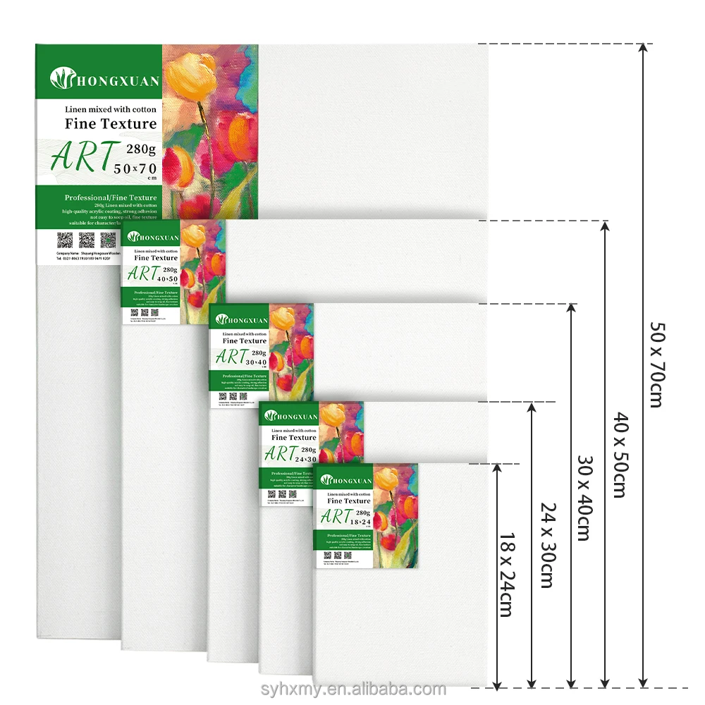 5 Pack Stretched Canvas 280g Linen Mixed Canvas Framed Blank Art Painting Canvas Print Oil Painting Acrylic