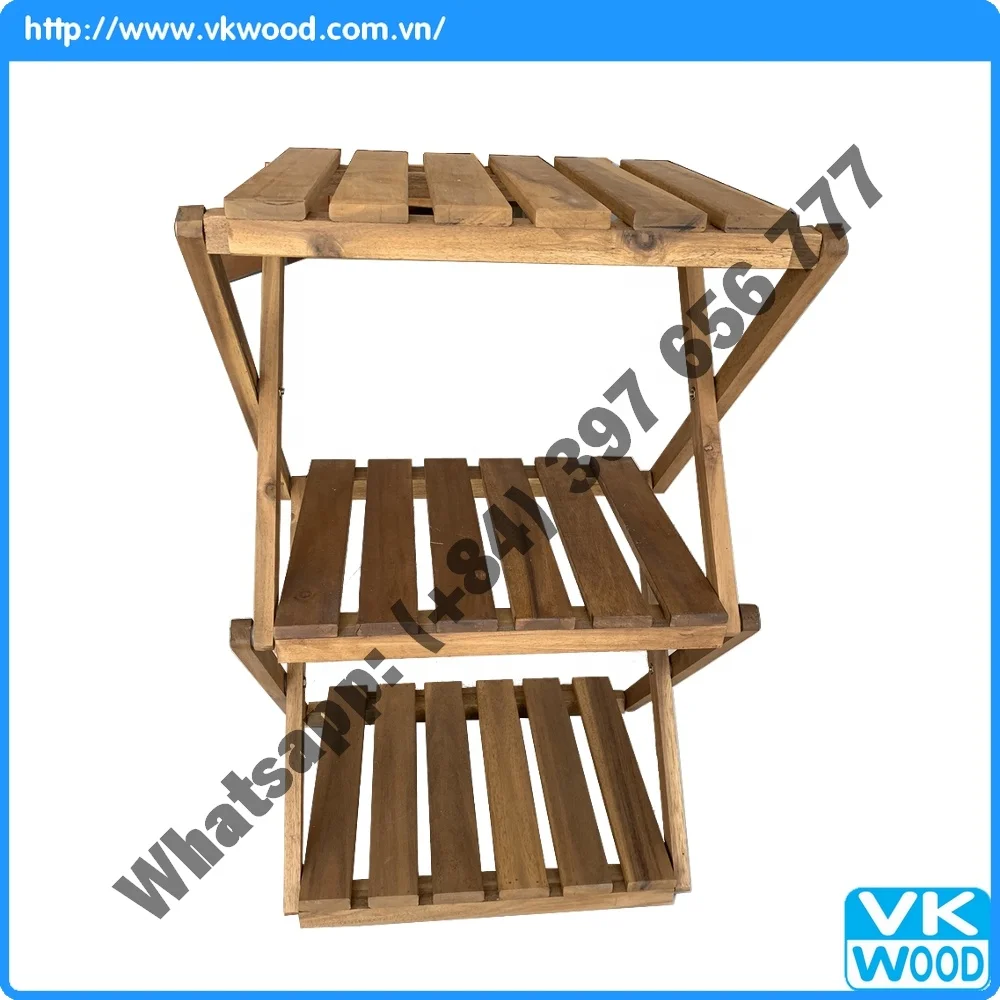 FOLDABLE ACACIA SHOE RACK - 2TIERS, 3 TIERS, 4 TIERS OR CUSTOMIZED SIZE - FSC VIETNAM