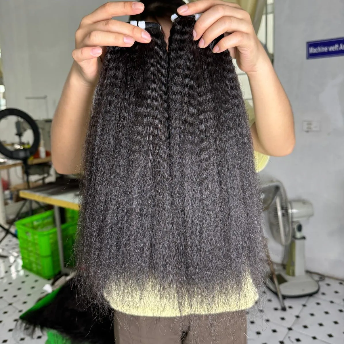 Raw Kinky Straight Kinky Hair Bundles Qhair Factory Wholesale Price Vietnamese Virgin Kinky Straight Bundles