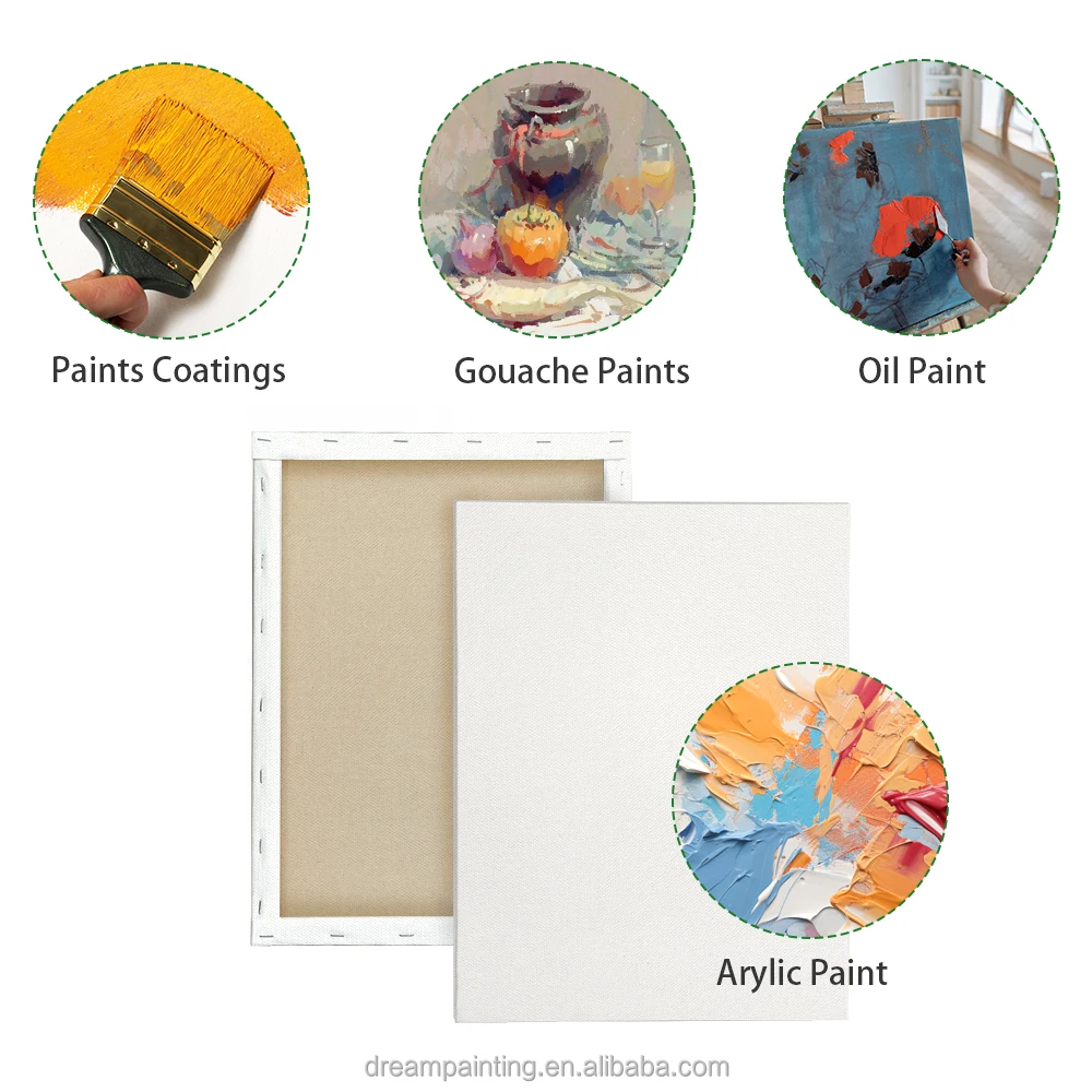 4x4/5x7/8x10/9x12/11x14 Inch Set of 5 Blank Art Stretched Canvas for Oil Painting 280g Linen Mixed Canvas Print