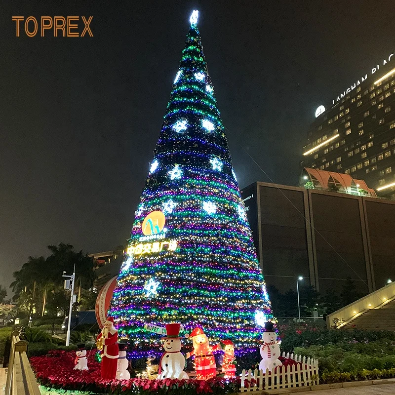 Custom 20ft 30ft 40ft 50ft giant outdoor lighting christmas tree installations twinkly led lights commercial christmas tree