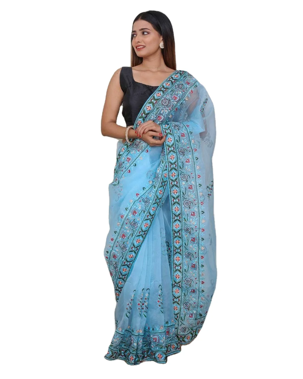 New launch soft Organza silk with Multi-thread and embroidery Find Saree Manufacturers in Indian Saree