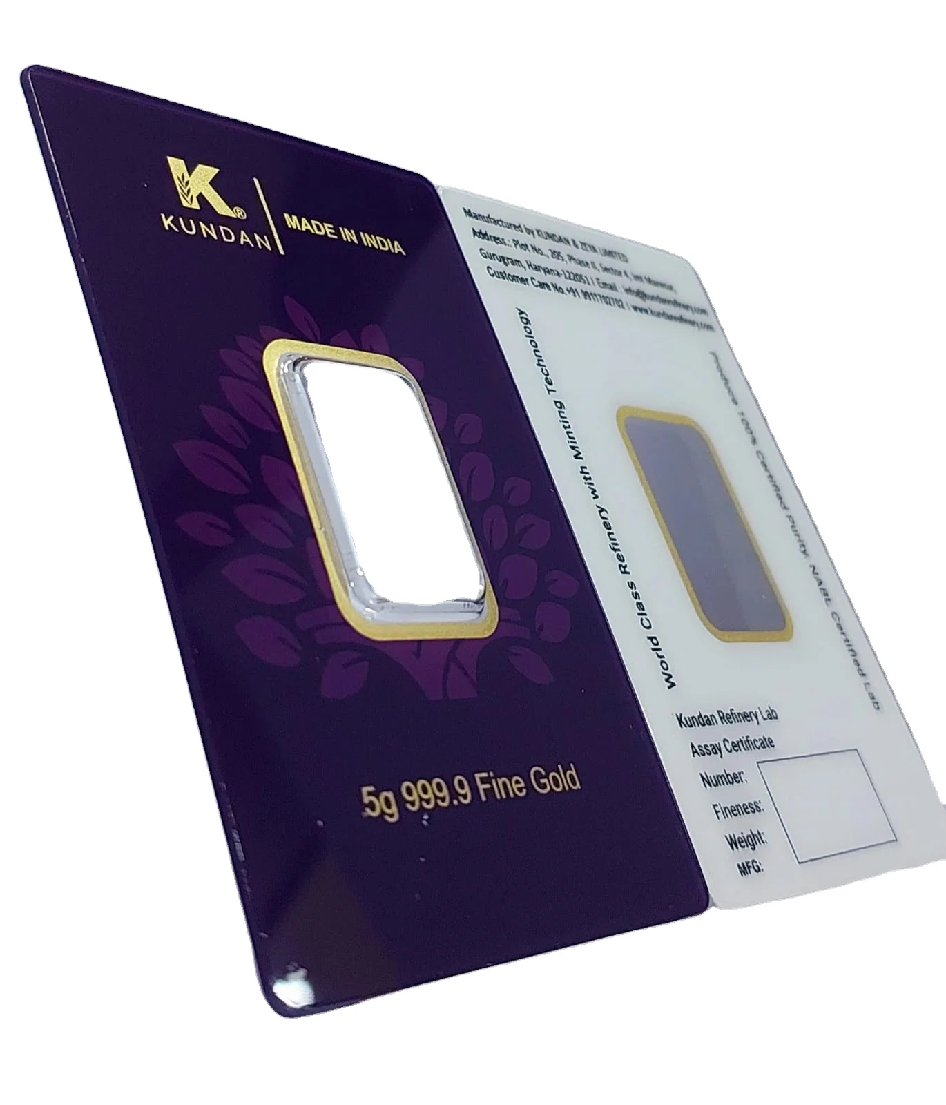 Customized Glossy PET Plastic Card for Gold and Silver Precious Metals 54 x 86mm Packaging Design for Refinery Ingots and Coins