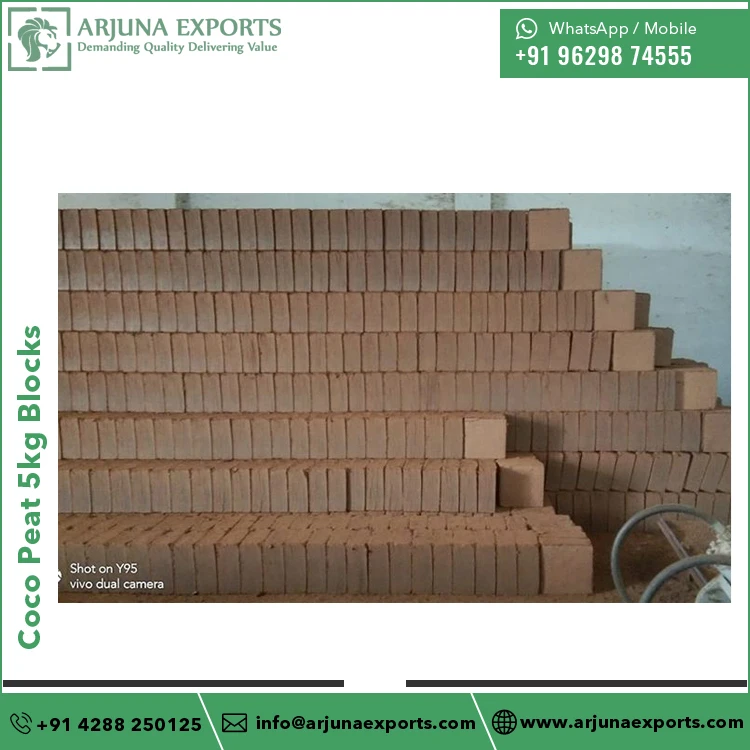 Premium Quality Coconut Coir Peat or Coco Pith 5kg Bricks for Potting Mix Suppliers at Wholesale Price