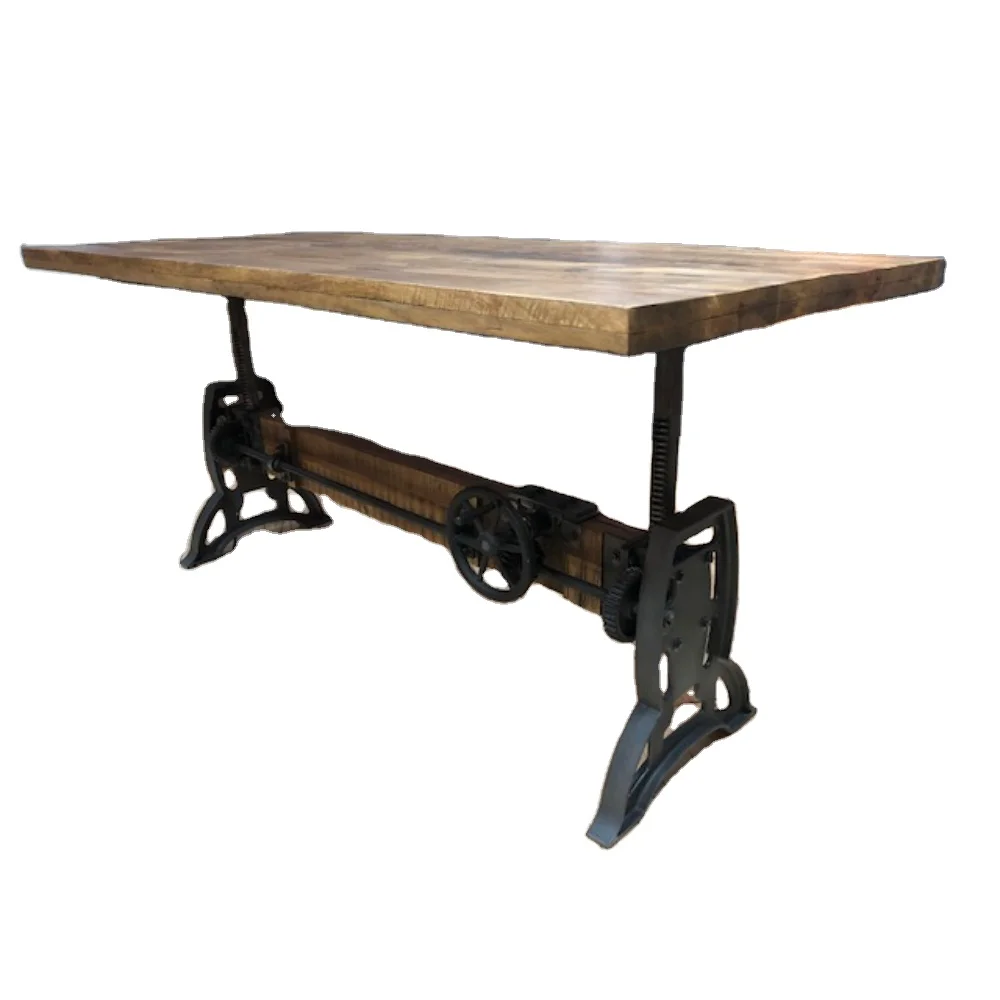 Industrial Design Solid metal Legs With Solid Wooden Adjustable Top Dining Tables Luxury Dining Room Sets For Living Room Use
