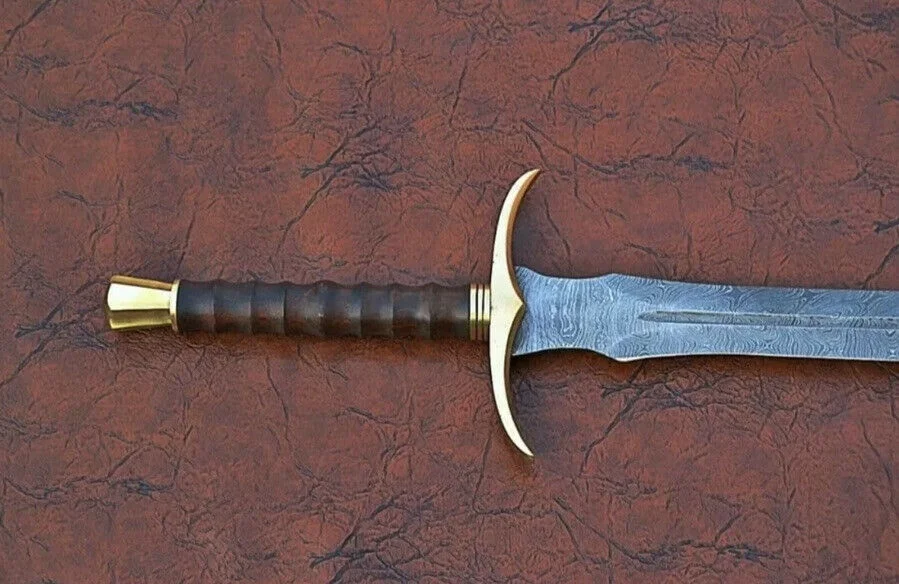 
New Custom Damascus Steel Viking Sword Handmade With Rose Wood Handle 