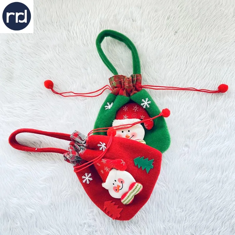RR Donnelley New Arrival Christmas Velvet Reindeer Gift Bag Gold Antler Drawstring Sack Basket Monogram Xmas Gift Bags