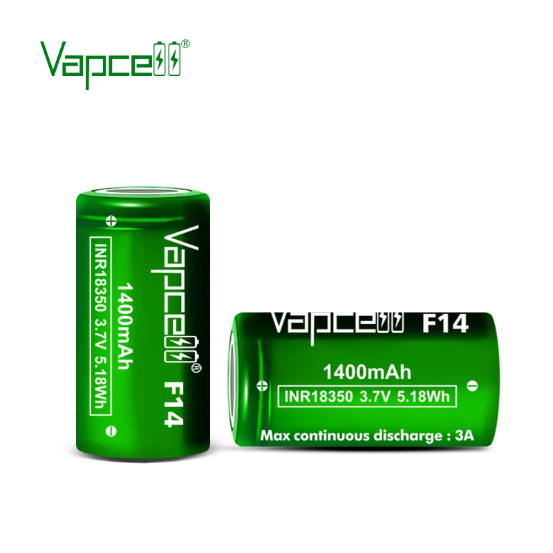 Best selling Vapcell F14 1400mAh 3A INR18350 Li-ion Battery 3.7V Lithium ion battery for flashlight