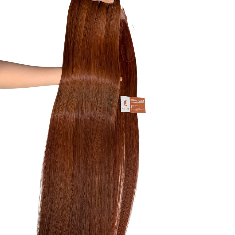 Best Quality Raw Vietnamese Human Hair Wigs Super Standard Long Hair Bunt Orange Color Bone Straight Hair Bundles Gluless Wigs