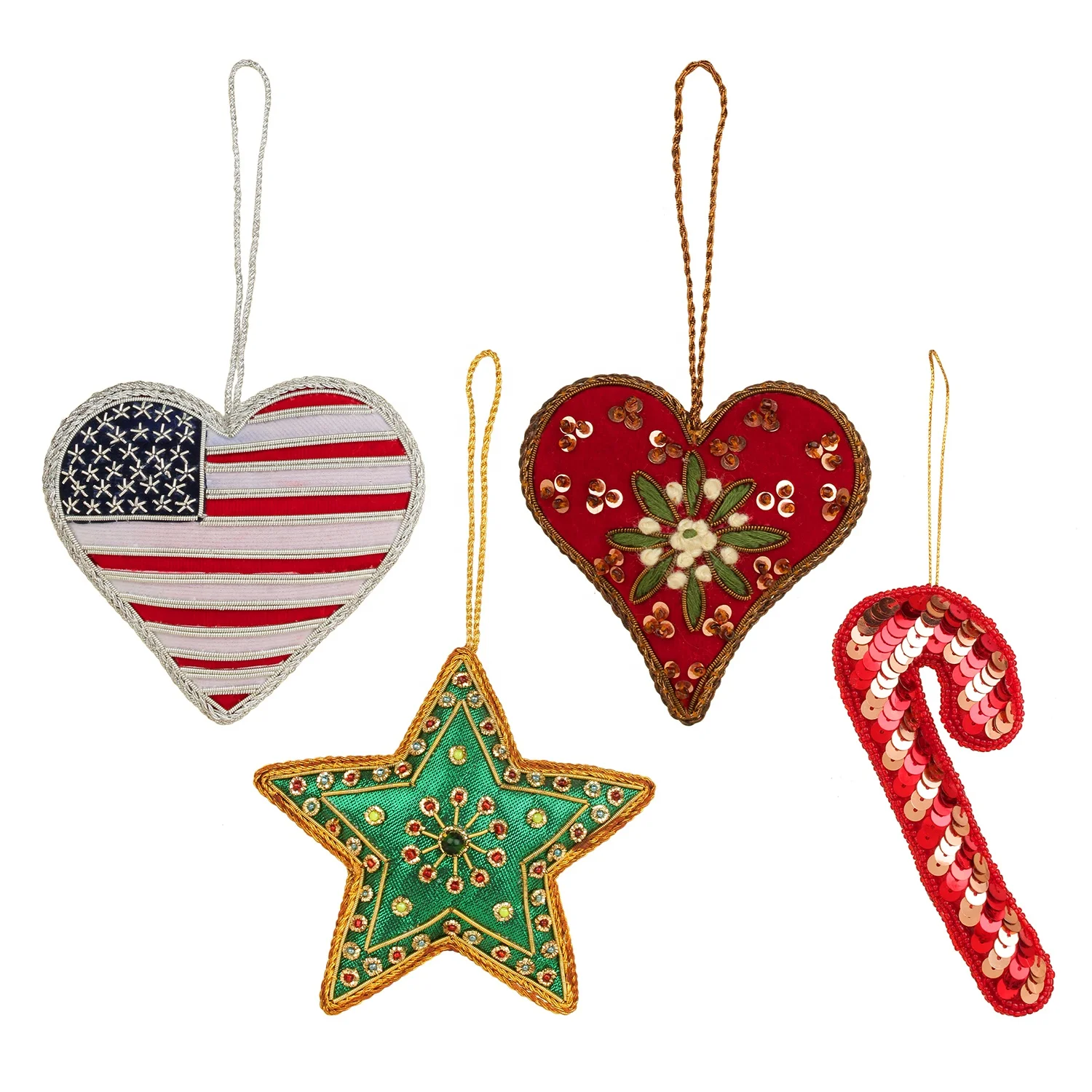 Handmade Handcrafted Embroidered Beaded Velvet Satin Christmas Decorations Ornament Santa  Socks   Giraffe Elephant  Customized