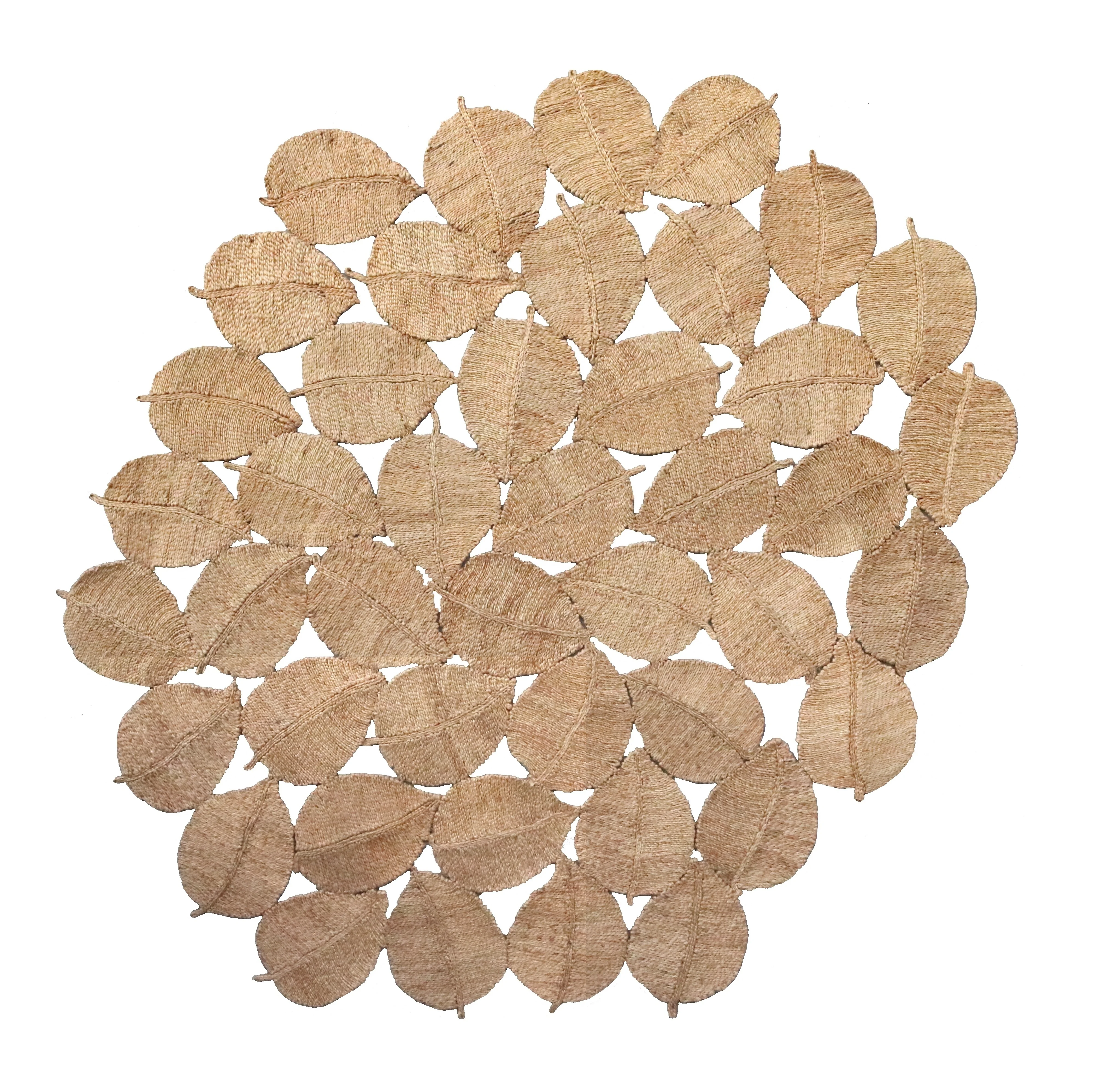 Modern Hemp Jute Rug Handcrafted Leaf-Shape Design for Home Kitchen Office Dining Room Hallway Washable Available Oval Pattern