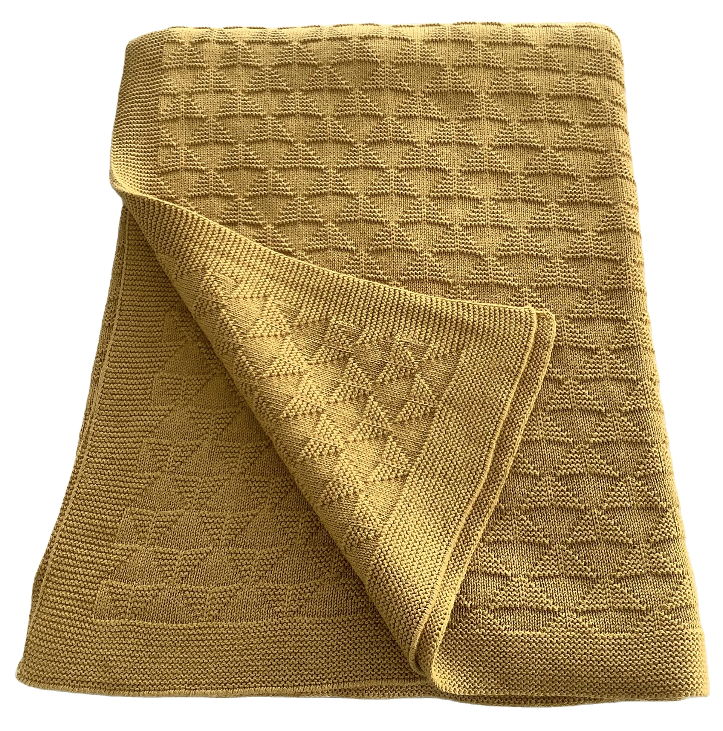 High quality 100% Organic cotton knitted Baby Blankets/ Throws knitted blankets in manufacturer in India