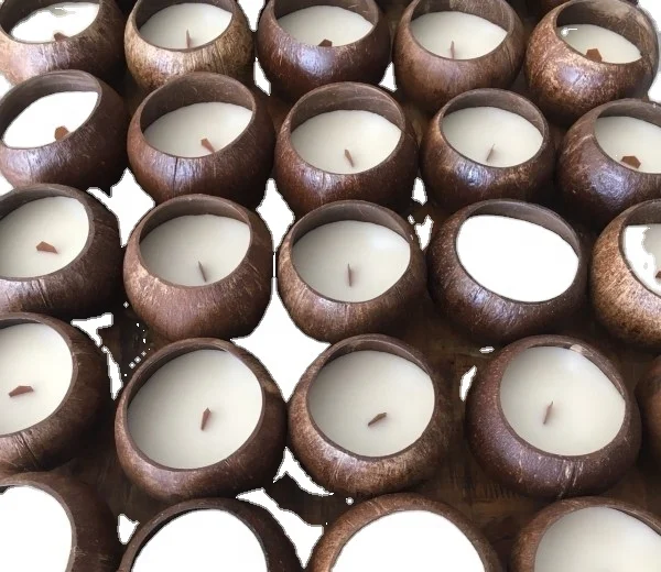 Coconut Shell Bowls Candle Soy Wax Coconut Candle With Wood Wick Made In Vietnam
