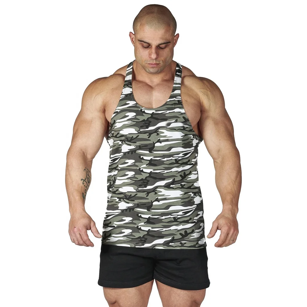 Wholesale Custom Camo design Stringer Gym Vest Fitness Singlet Workout Muscle Bodybuilding Mens Tank Top