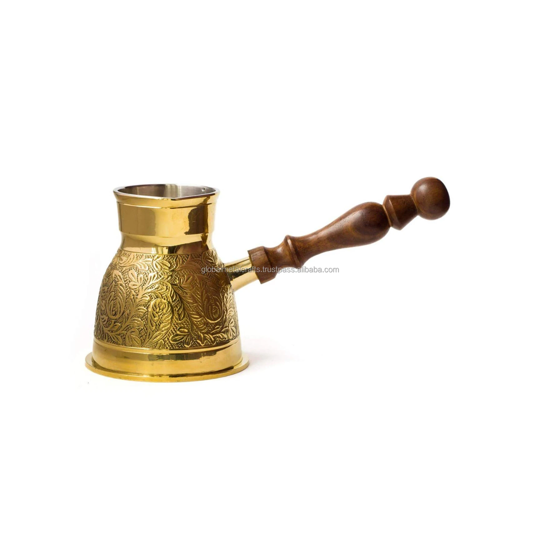 Handmade Ottoman Brass/Copper Cezve Turkish Coffee Pot Glass Set Classic Greek Arabic Coffee Maker Handle Jezve Ibrik Briki