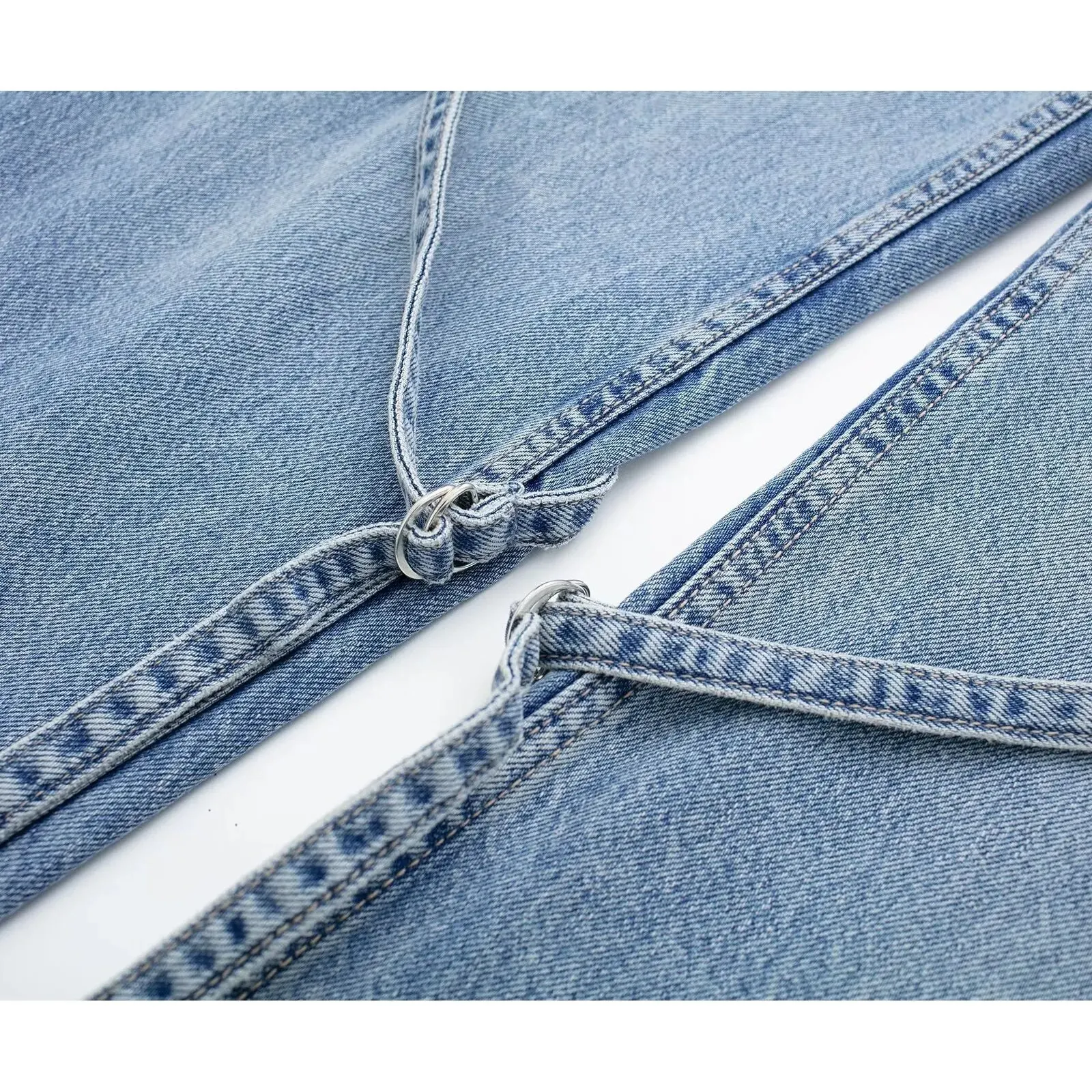 Denim Trousers Chic Lady High Street Pants Cargo 2023 New Clothing Women Mid-RiseJeans with Belt Loops Big Pockets