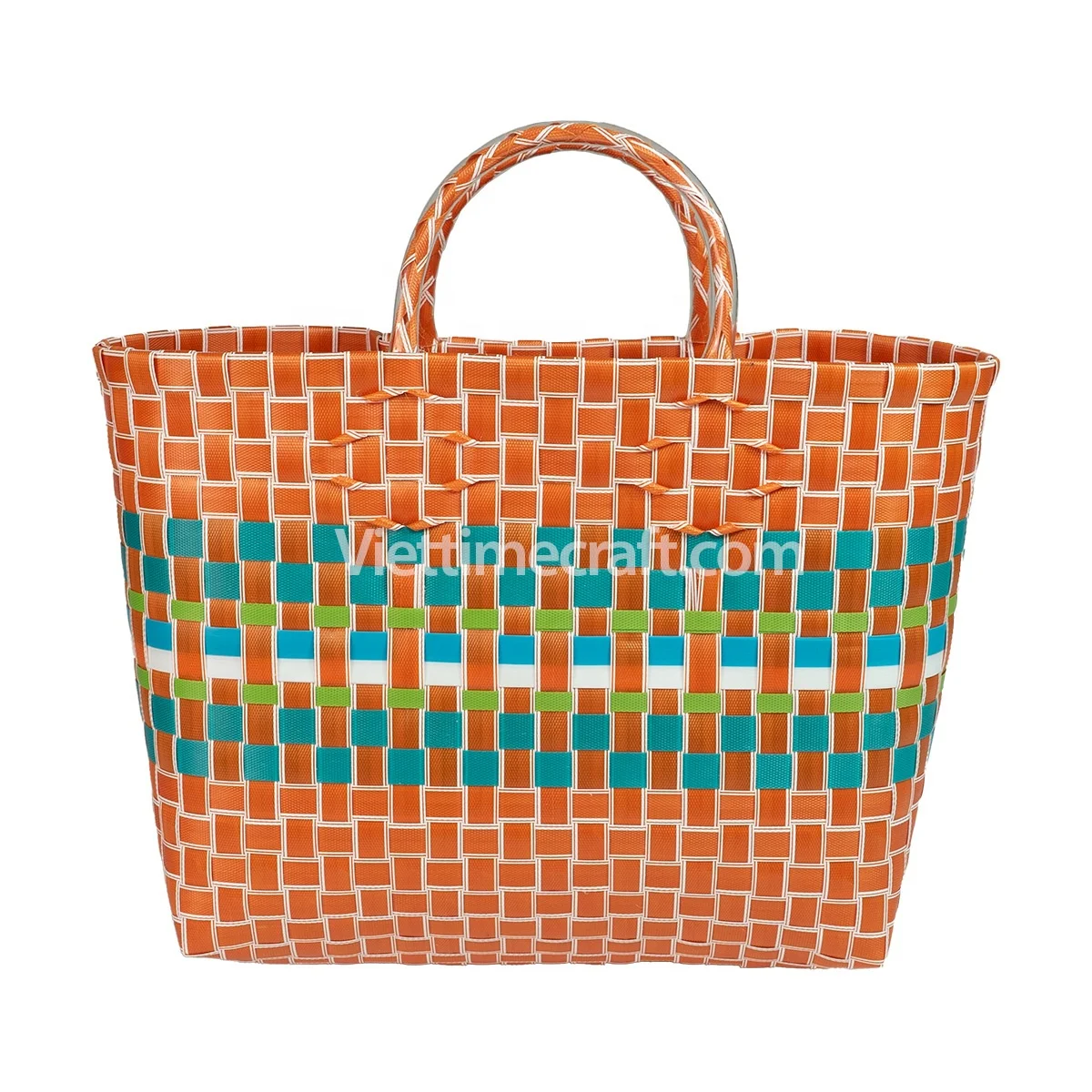 Hand Woven Recycle  Plastic Bag With Handle, Recycled Plastic, Shopping Bag Hand Bag Vietnam Wholesale