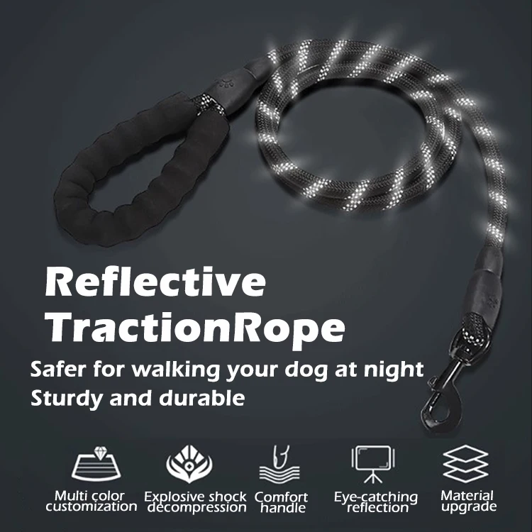 1.5 m long Waterproof Dog Slip Leash reflective colorful pet collars leash for dogs safe at night Leash