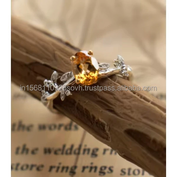 Natural Blue sapphire In White Gold  Ring in Silver Branch Setting - Ideal for Engagements and Special Events