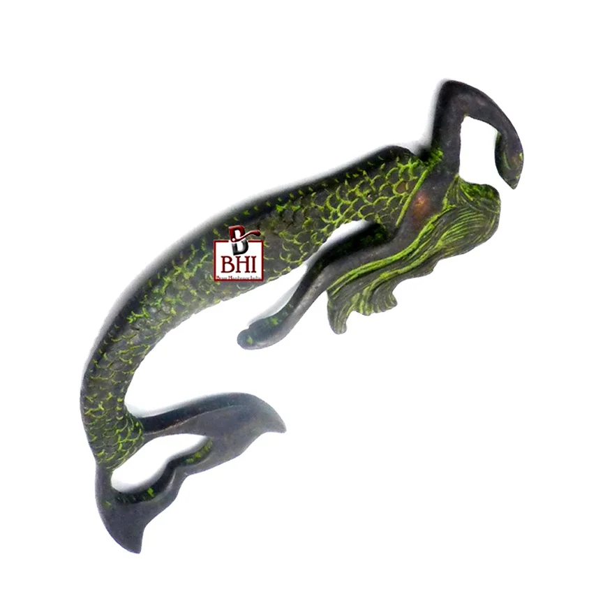 Mermaid Themed Brass Bottle Opener 175mm Manual Wine Beer Can Opener Stainless Glass Material Customizable Logo Kitchen Home