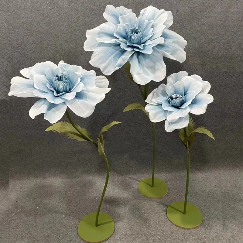 Wedding stage craft decorations hot pink giant lotus foam flower stand base for window display decor