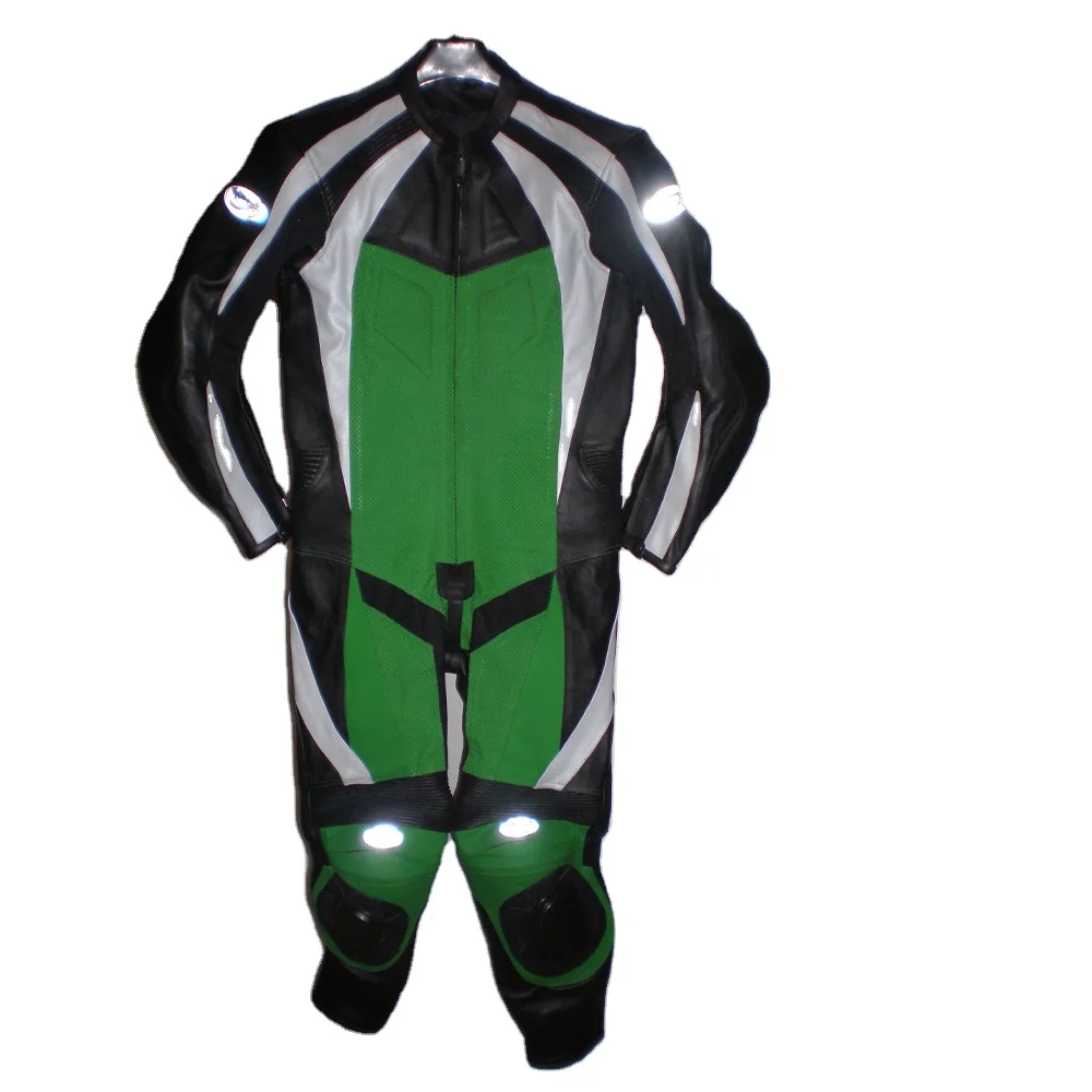 
Motorcycle Motorbike leather Riding suits Black white Green 