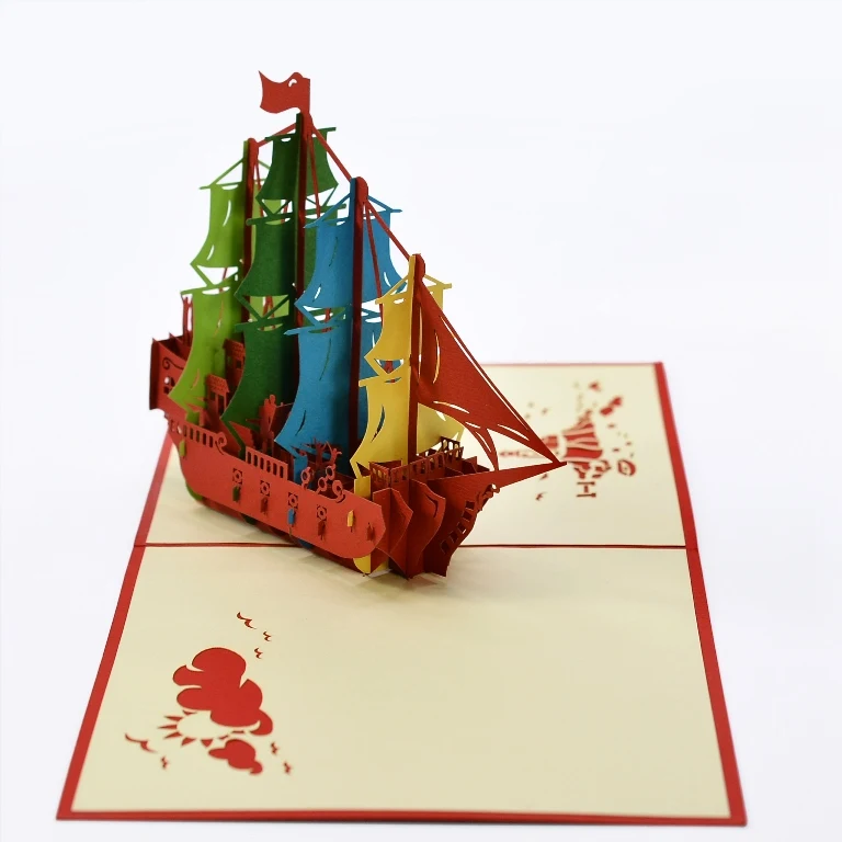 Коллекция винтажных Парусников 3D модель paper art up оптовая продажа поздравительных открыток от вьетнамского поставщика HMG