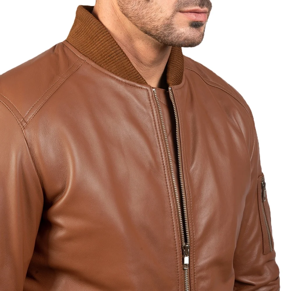 Red Color Genuine Leather Jacket Men Leather Jackets