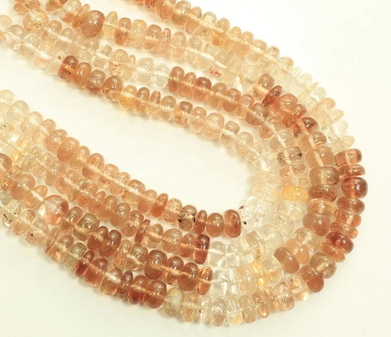 Natural Brawn Topaz Roundel shape Plain loose gemstone polished beads making jewelry wholesale price