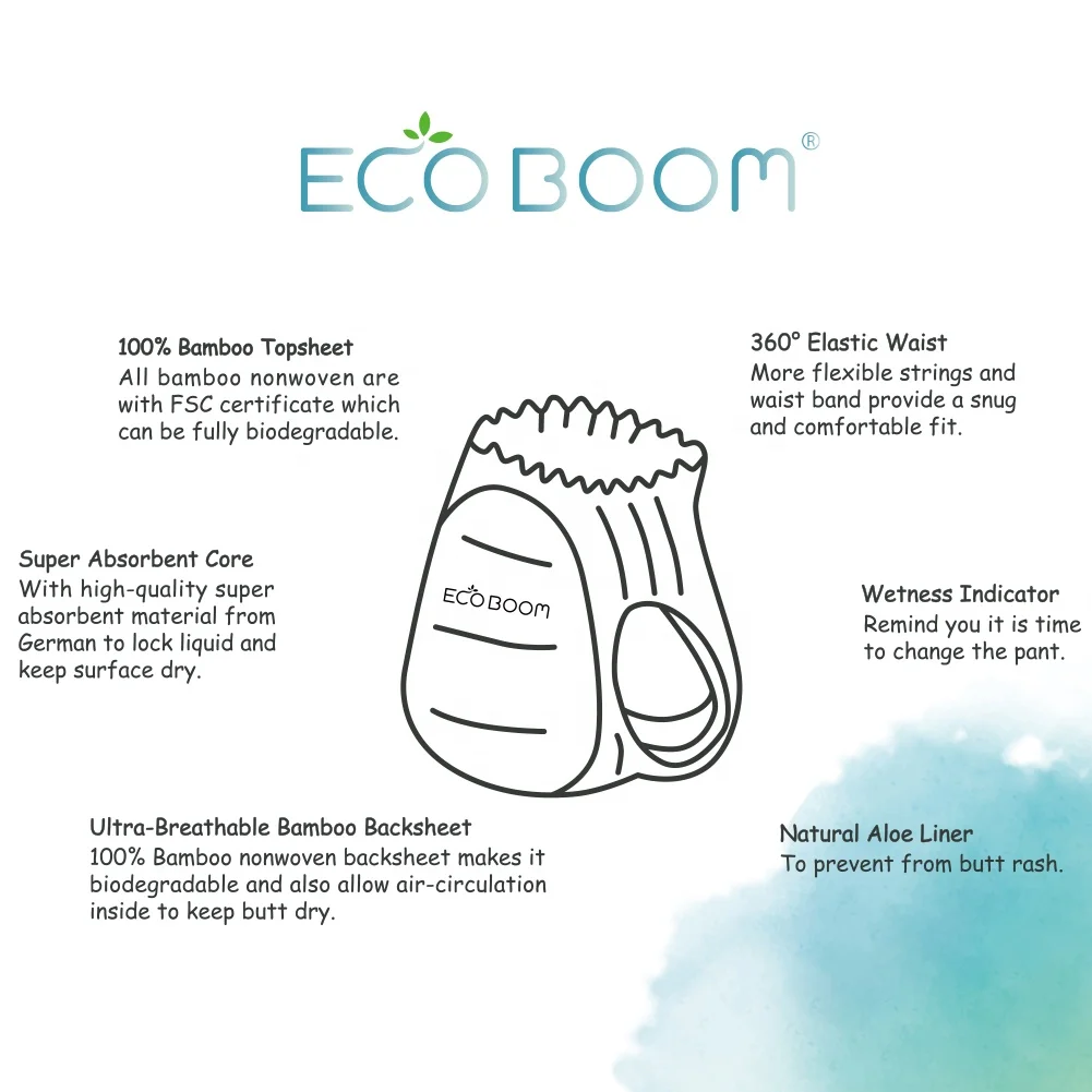 ECO BOOM new fashion disposable eco friendly organic biodegradable bamboo baby training pants nappy for kid