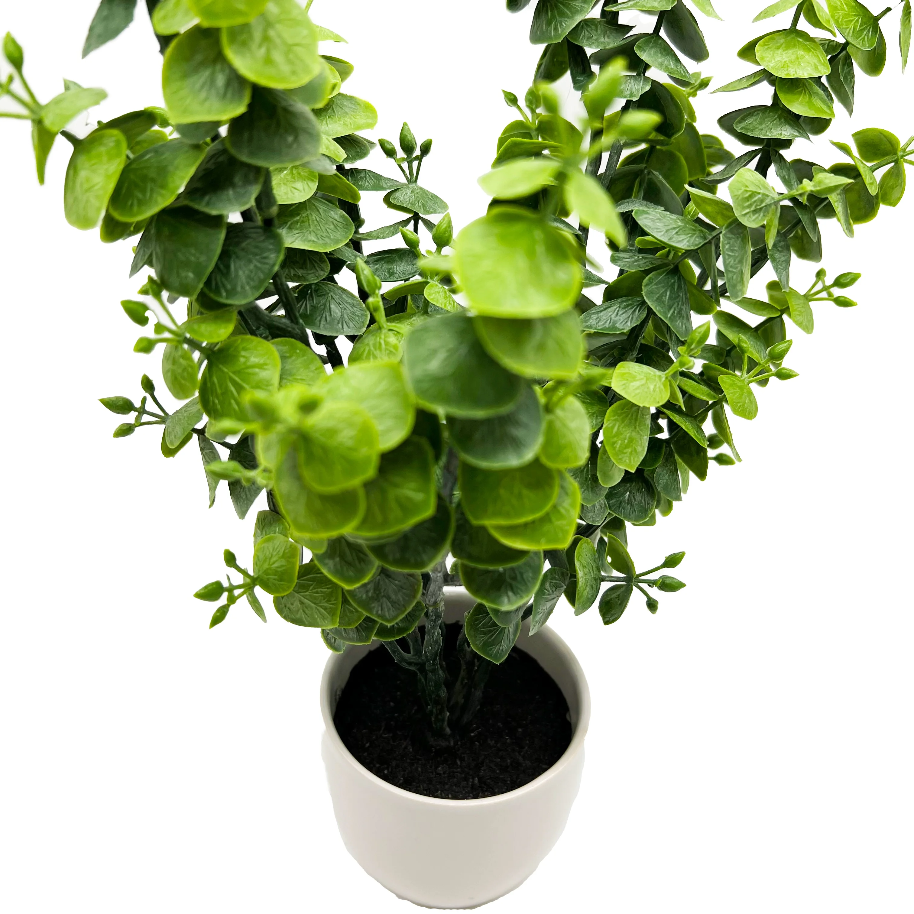 New product PE green desktop bulk wholesale artificial plants eucalyptus in cement pot luxury for home arrangements office